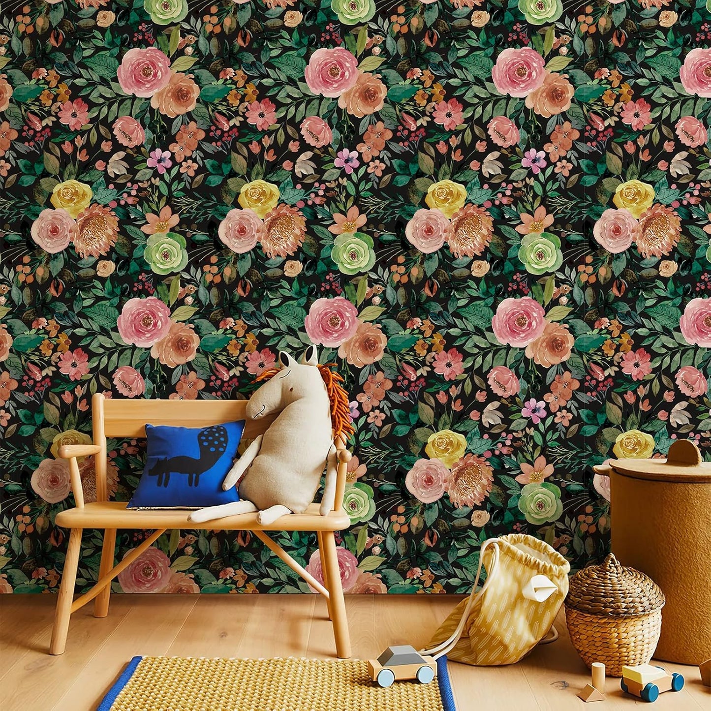 Simon&Siff Floral Peel and Stick Wallpaper, 17.3" x 120" Self Adhesive Wallpaper Boho Flower Kitchen Cabinets Furniture Decorative Renter Friendly Wall Paper