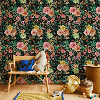 Simon&Siff Floral Peel and Stick Wallpaper, 17.3" x 120" Self Adhesive Wallpaper Boho Flower Kitchen Cabinets Furniture Decorative Renter Friendly Wall Paper