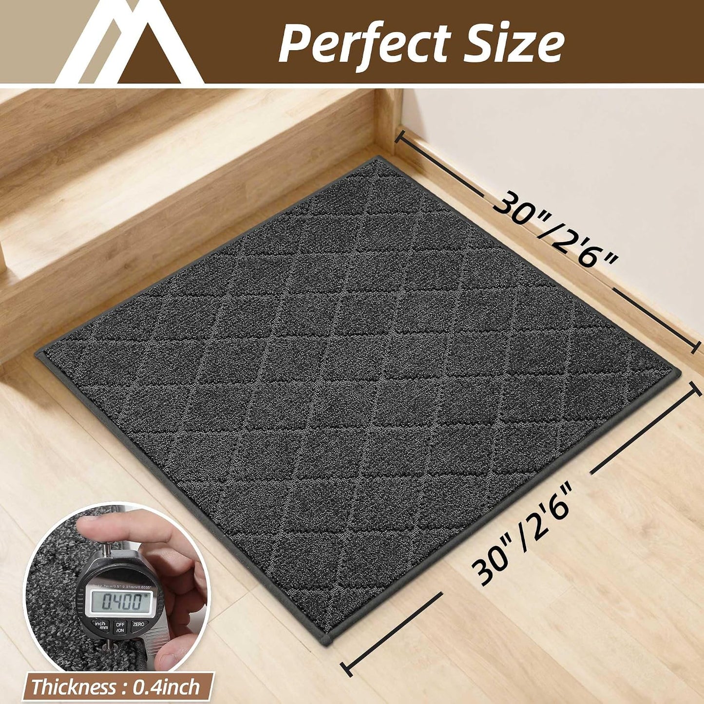 COSY HOMEER Edging Stair Treads Non-Slip Carpet Mat 28inX9in Indoor Stair Runners for Wooden Steps, Edging Stair Rugs for Kids and Dogs, 100% Polyester TPE Backing(4pc, Beige)