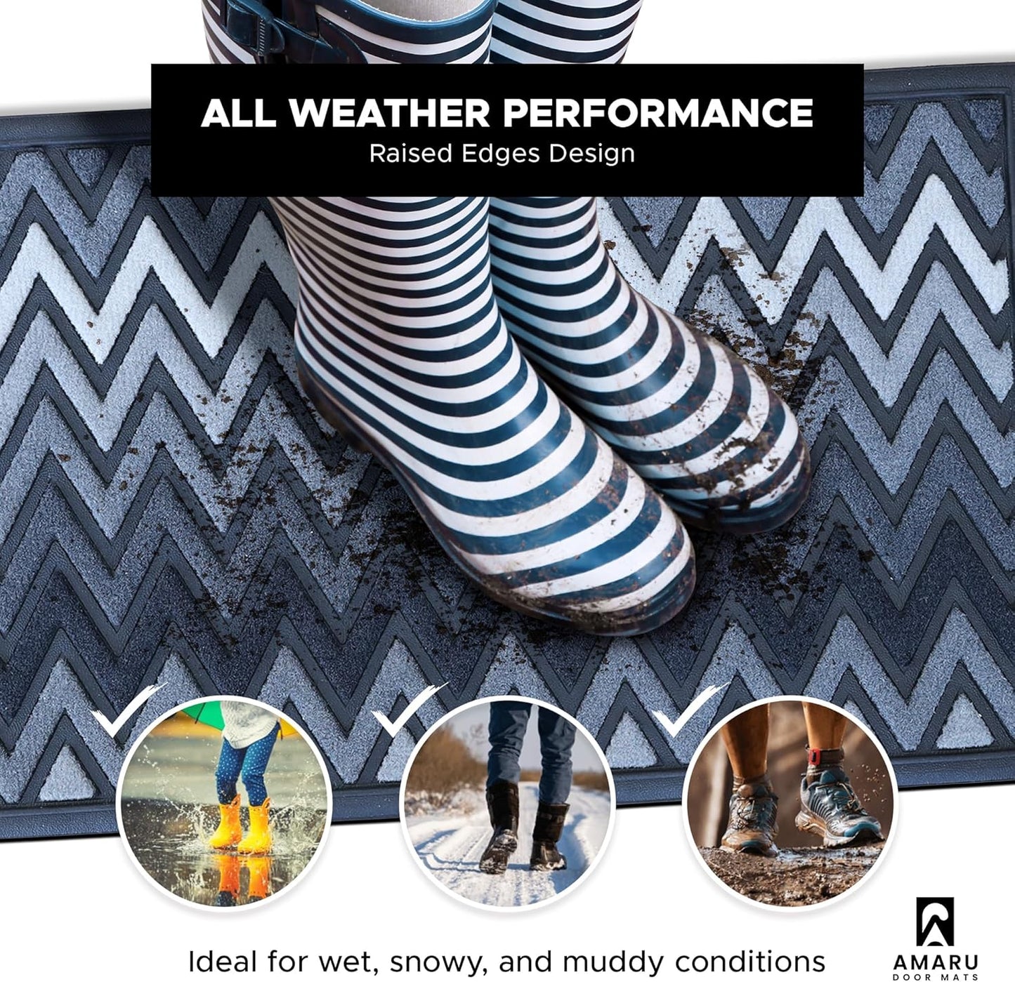 Extra Durable, Superior Absorption, Front Door Mat for Outdoor & Indoor - Welcome Mat for Entryway, Entrance, Patio, Porch - Waterproof, Non-Slip Backing, Coarse Fibers (Scales,17x29)