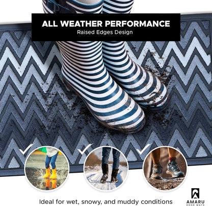 Extra Durable, Superior Absorption, Front Door Mat for Outdoor & Indoor - Welcome Mat for Entryway, Entrance, Patio, Porch - Waterproof, Non-Slip Backing, Coarse Fibers (Scales,17x29)