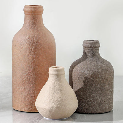 Ceramic Vase Set of 3, Decorative Vases Home Decor Modern Neutral Flower Pampass Boho Vase for Living Room, Table, Mantel, Entryway, Bookshelf, Kitchen, Bedroom, Bathroom - White