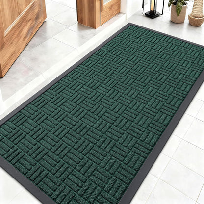 OLANLY Front Door Mat Outside Entrance 29.5x17, Absorbent, Heavy Duty Sturdy Natural Rubber Doormat Indoor Outdoor, Stain and Fade Resistant, Non-Slip Backing Low Profile Floor Mat for Entryway, Grey
