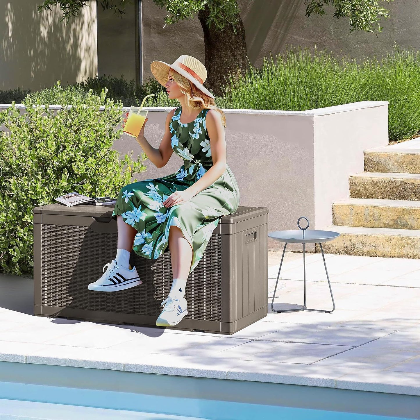 Devoko 30 Gallon Resin Deck Box Waterproof Outdoor Storage Box for Patio Furniture Pool Accessories Indoor Storage for Cushion Garden Tools (30 Gallon, Black)