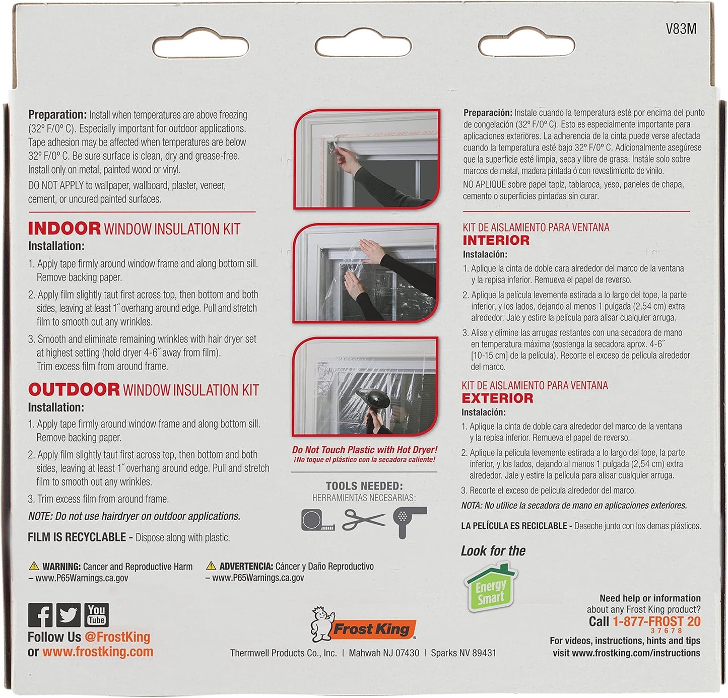 Frost King V83M Heavy Duty Indoor Shrink Window Kits, 42" X 62" X 1.5 MIL, 1-Pack