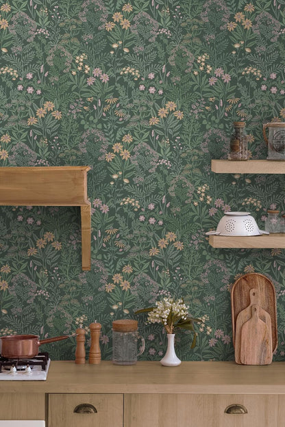Safiyya Peel and Stick Wallpaper Floral Green and White Leaf Contact Paper for Cabinets 17.3"x 78.7" Self Adhesive Removable Wallpaper for Bathroom Renter Friendly Wall Paper Vinyl Roll