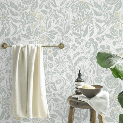Heroad Peel and Stick Wallpaper Boho Beige Contact Paper Floral Wall Paper Removable Self Adhesive Wallpaper for Cabinet Bedroom Living Room Entryway Walls Bathroom Waterproof Vinyl Roll 17.3''x78.7''