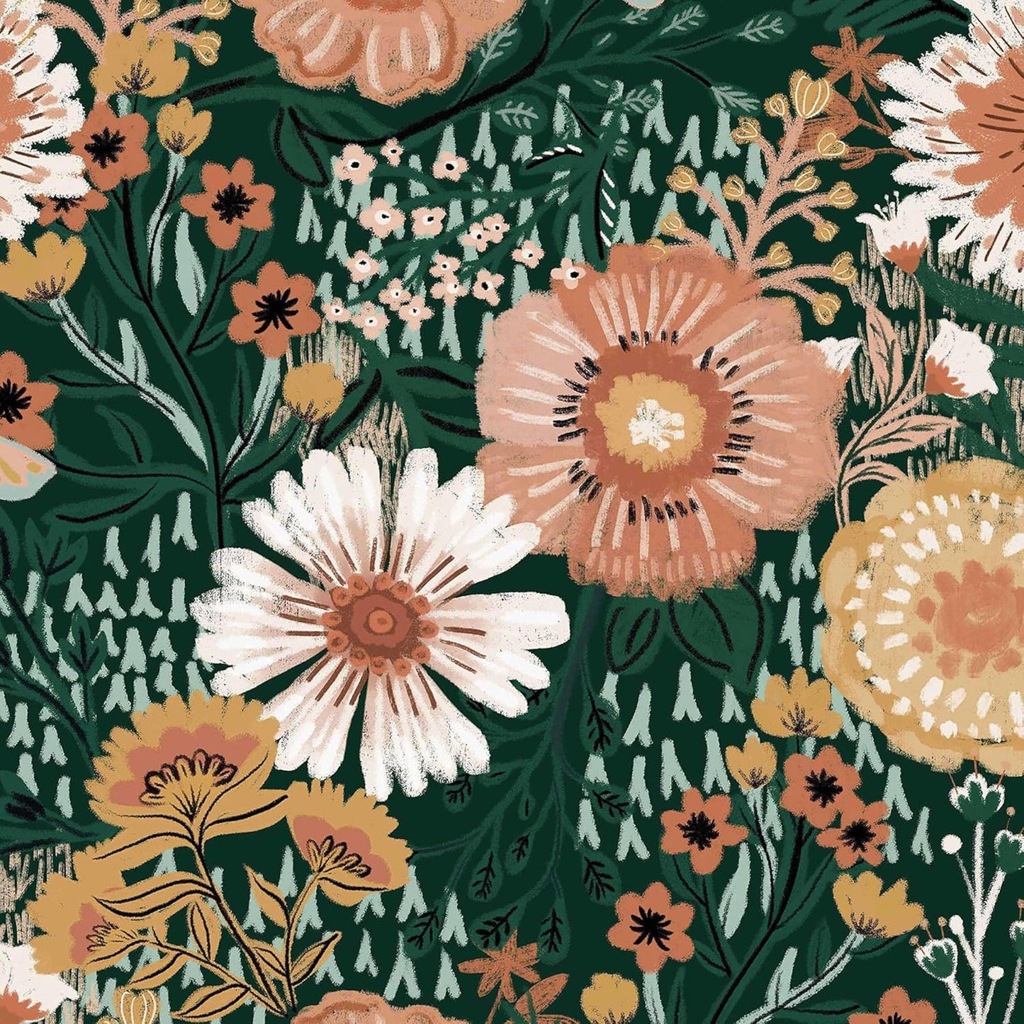 Dimoon 17.3''x78.7'' Peel and Stick Wallpaper Floral Cute Contact Paper Vintage Village Country Cottage Wallpaper Farmhouse Yellow Beige Renter Friendly Geometry Waterproof Embossed Kitchen Bedroom