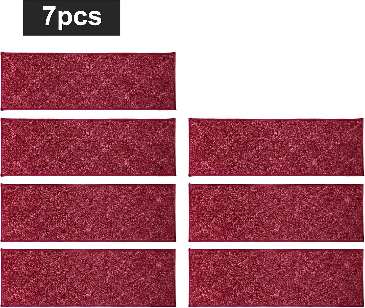 COSY HOMEER Edging Stair Treads Non-Slip Carpet Mat 28inX9in Indoor Stair Runners for Wooden Steps, Edging Stair Rugs for Kids and Dogs, 100% Polyester TPE Backing(4pc, Beige)