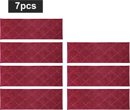 COSY HOMEER Edging Stair Treads Non-Slip Carpet Mat 28inX9in Indoor Stair Runners for Wooden Steps, Edging Stair Rugs for Kids and Dogs, 100% Polyester TPE Backing(4pc, Beige)
