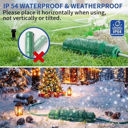2 Pack Outdoor Extension Cord Safety Cover with Waterproof Seal IP54 Water-Resistant, Weatherproof Electrical Connection Box with 2 Latches, Plug, Socket, Holiday Decoration Light, Black