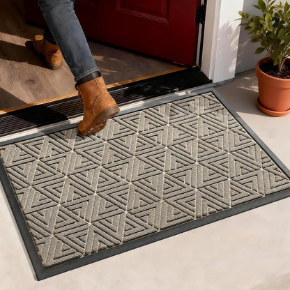 Yimobra Front Door Mat Outside Entrance 29.5x17, Waterproof Heavy Duty Outdoor Mats for Front Door, Non Slip Rubber Entry Mat for Garage Patio Indoor, Grey