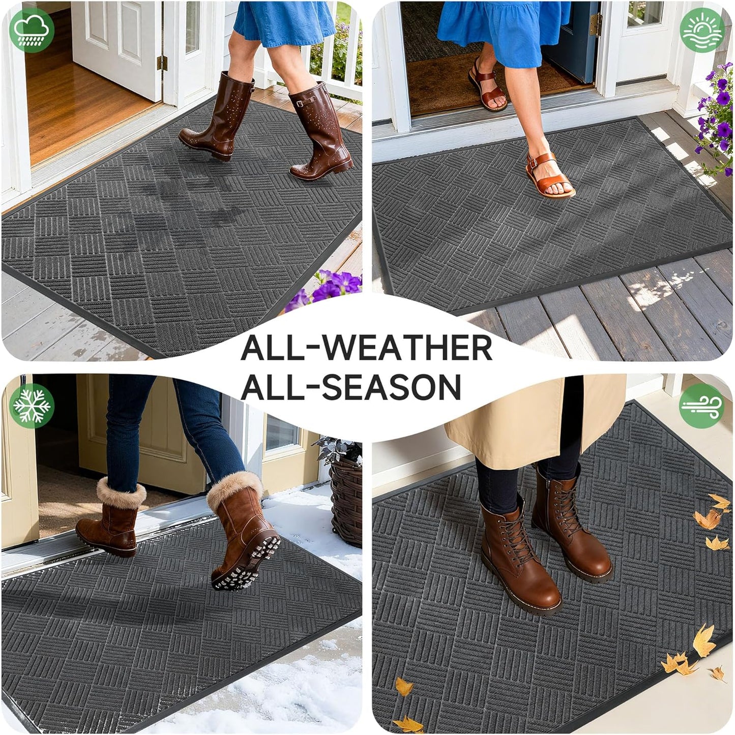 100pointONE Durable Front Door Mat, Heavy Duty Indoor Outdoor Doormat, 48” x 36” Low Profile Outdoor Mats for Home Entrance, Stain and Fade Resistant Shoe Scraper Mat, Ideal for High Traffic Area