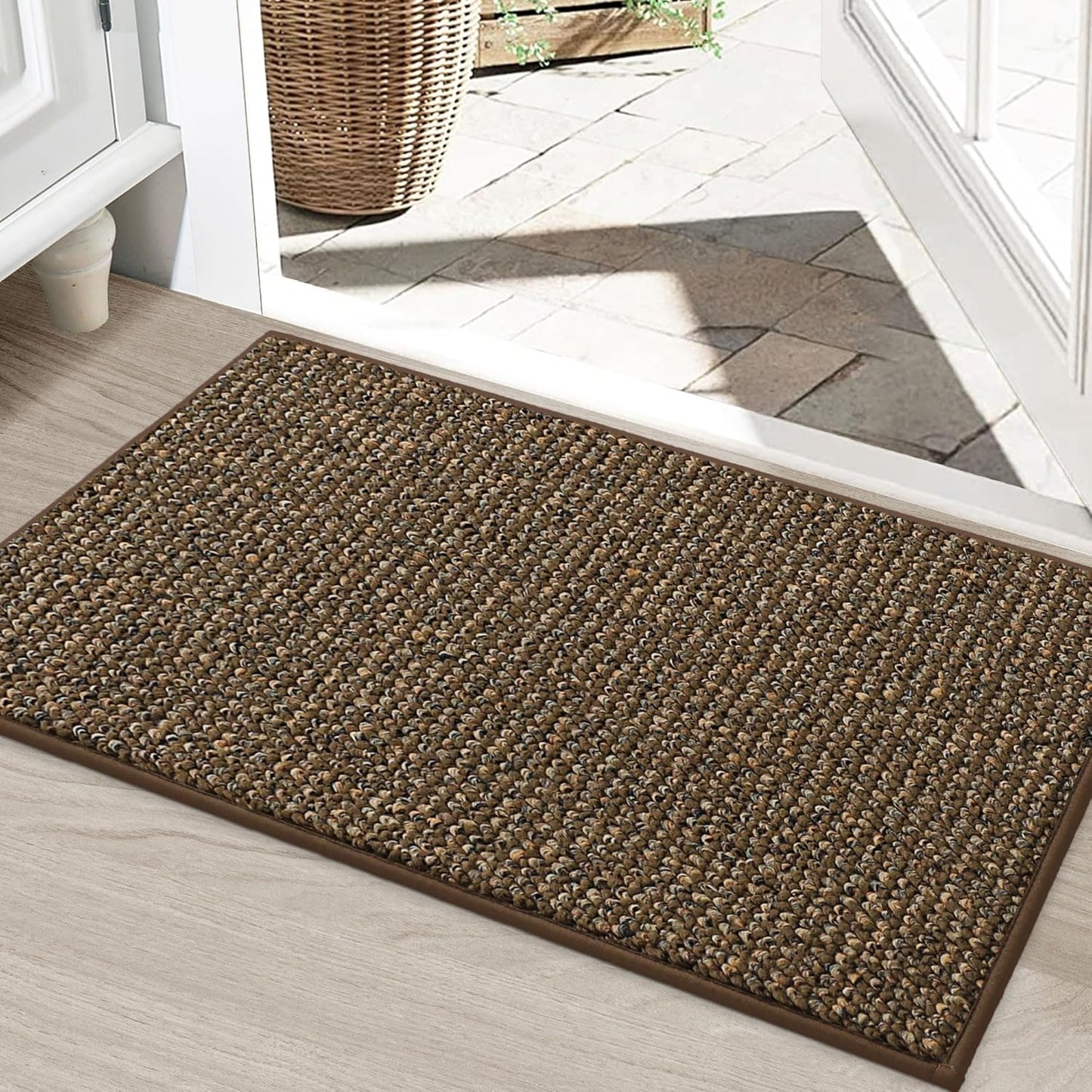 BEQHAUSE Dirt Trapper Door Mat 20" x 32", Non-Slip Washable Doormats Entrance Mat, Dirt Resistant and Absorbent Welcome Mat, Low Profile Floor Mats for Front Back Door and Entryway, Beige