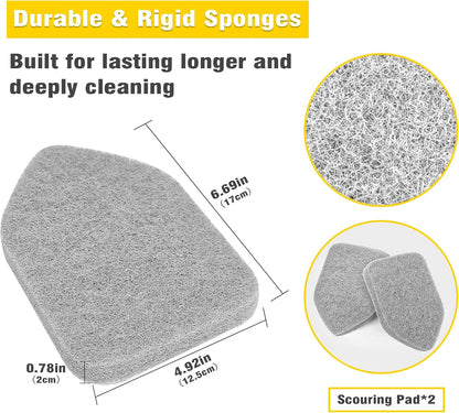 NEWE Shower Cleaner Brush, Tub Tile Scrubber with Telescopic Long Handle 56 inches, 4 Scrub Heads for Cleaning Bathroom Bathtub Floor Baseboard Sink Kitchen Toilet (Brown Yellow)