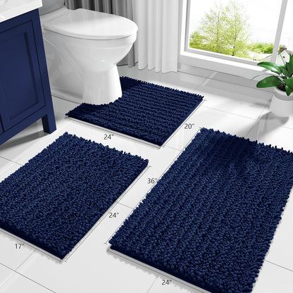 Yimobra Bathroom Rugs Non Slip Washable - Ultra Soft Absorbent Chenille Bath Mat, Quick Dry Shaggy Floor Carpet for Tub Shower, Gray Home Decor Accessories, 24x17 Inch
