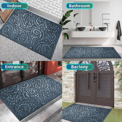 Bulijojo Front Door Mat Entrance,Durable Heavy Duty Welcome Mat,Thick Absorbent Natural Rubber Non Slip Mat,Sturdy Entryway Brown 17"x30"