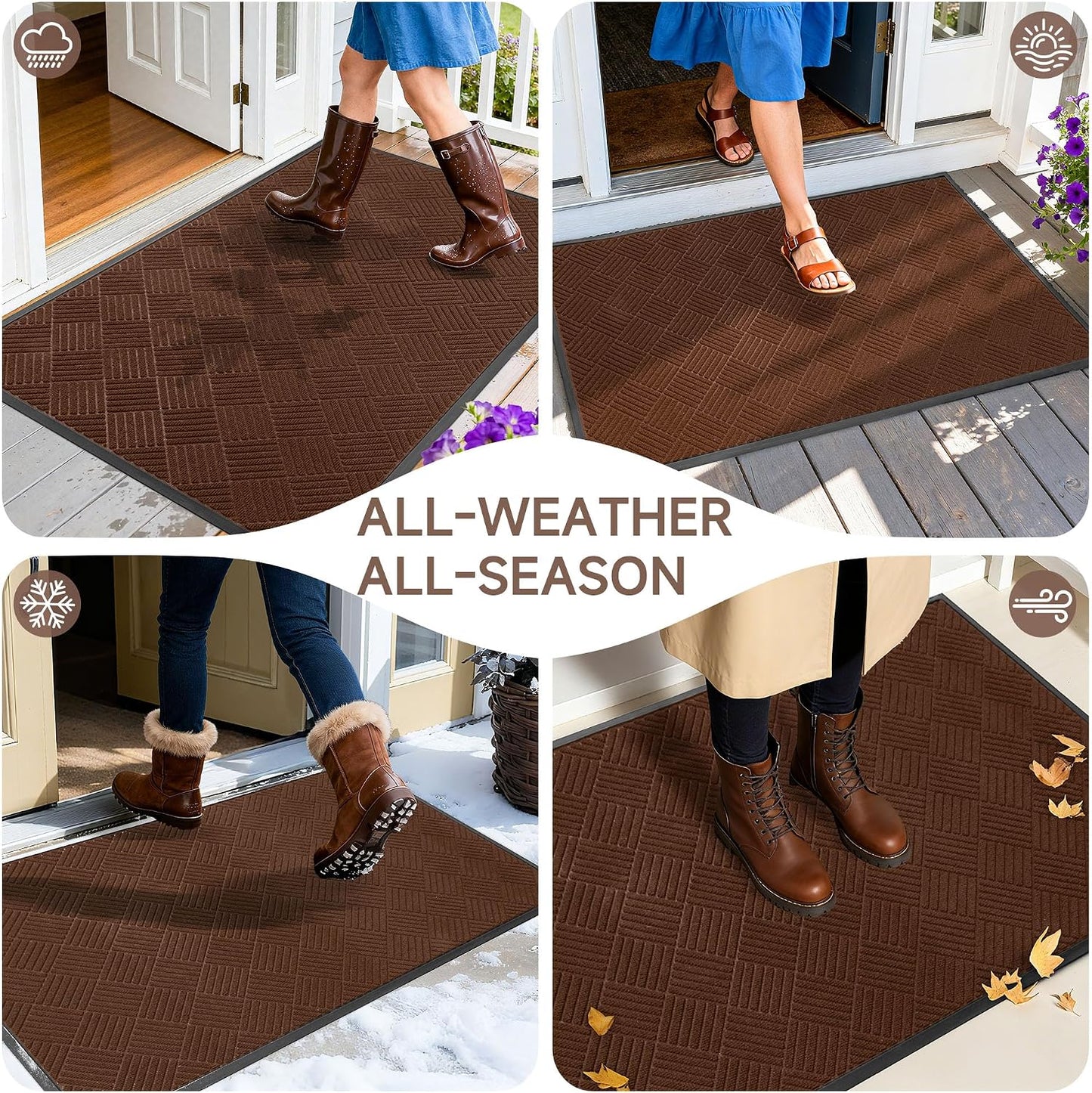 100pointONE Durable Front Door Mat, Heavy Duty Indoor Outdoor Doormat, 48” x 36” Low Profile Outdoor Mats for Home Entrance, Stain and Fade Resistant Shoe Scraper Mat, Ideal for High Traffic Area