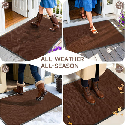 100pointONE Durable Front Door Mat, Heavy Duty Indoor Outdoor Doormat, 48” x 36” Low Profile Outdoor Mats for Home Entrance, Stain and Fade Resistant Shoe Scraper Mat, Ideal for High Traffic Area