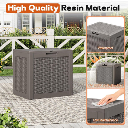 Outdoor Storage Box, Resin Deck Boxes Indoor and outdoor, Waterproof Storage Box Lockable Lid (Black, 85 Gallon)