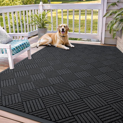 OLANLY Front Door Mat Outside Entrance 29.5x17, Absorbent, Heavy Duty Sturdy Natural Rubber Doormat Indoor Outdoor, Stain and Fade Resistant, Non-Slip Low Profile Floor Mat for Entryway, Grey Diamond