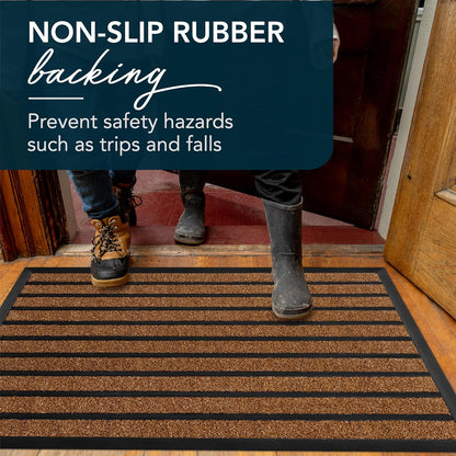 ubdyo Extra Durable Door Mat - Dirt Trapping Outdoor Welcome Mats - Non-Slip Outdoor Indoor Entrance - Low Profile Front Doormat (30" x 17", Bright Brown)