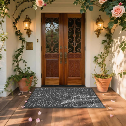 Yimobra Front Door Mat Outside Entrance, Waterproof Sturdy Retro Outdoor Mat, Heavy Duty Non-Slip Doormat for Garage Patio Entryway Indoor, Easy Clean, 29.5x17, Grey