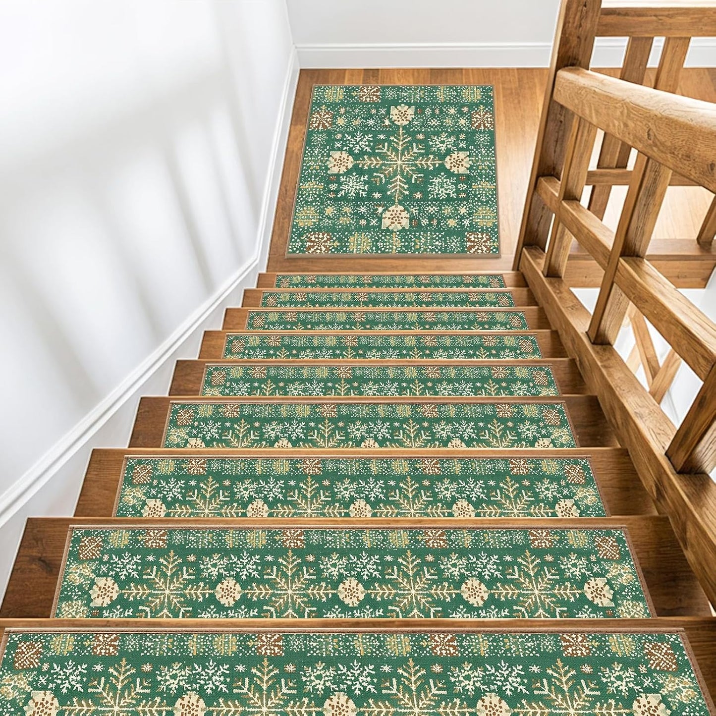 Non Slip Stair Treads for Wooden Steps, 15 Pack 8"x30" Washable Carpet | 8x30 in soft chenille polyester stair treads with reusable TPE backing for indoor wood stairs, dogs, kids, and seniors