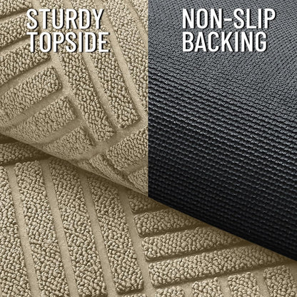OLANLY Front Door Mat Outside Entrance 29.5x17, Absorbent, Heavy Duty Sturdy Natural Rubber Doormat Indoor Outdoor, Stain and Fade Resistant, Non-Slip Low Profile Floor Mat for Entryway, Grey Diamond