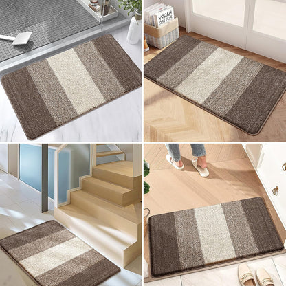 Kitinjoy Indoor Outdoor Door Mat, 32x20 Non-Slip Absorbent Dirt Trapper, Low-Profile Washable Inside Entrance Front Floor Mat, Sturdy Soft Entry Doormats for Entryway, Grey
