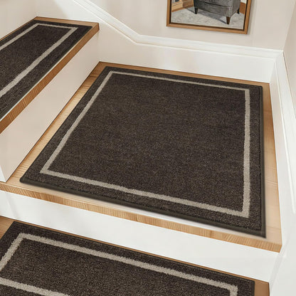 COSY HOMEER Soft Stair Treads Non-Slip Carpet Mat 28inX9in Indoor Stair Runners for Wooden Steps, Stair Rugs for Kids and Dogs, 100% Polyester TPE Backing 4pcs, Grey