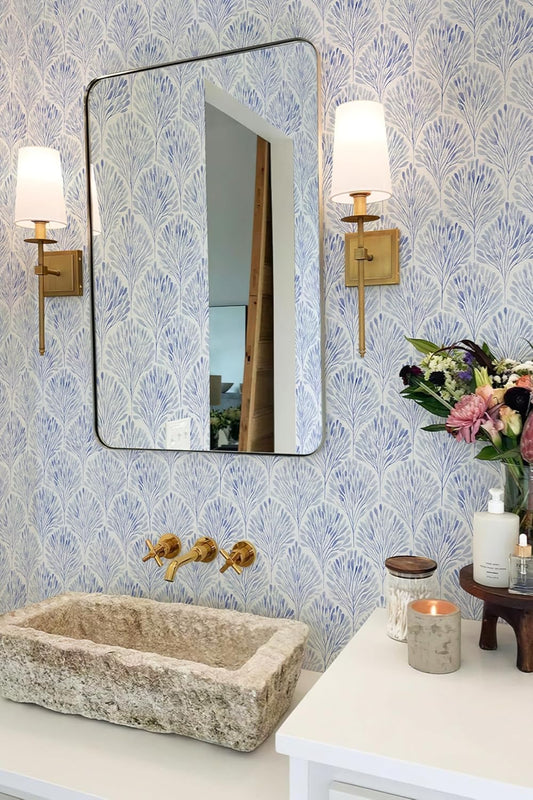 Simon&Siff Blue Peel and Stick Wallpaper, 17.3" x 120" Modern Geometric Contact Paper Boho Removable Renter Friendly Wall Paper for Cabinets Furniture Bedroom Nursery Bathroom DIY Decor
