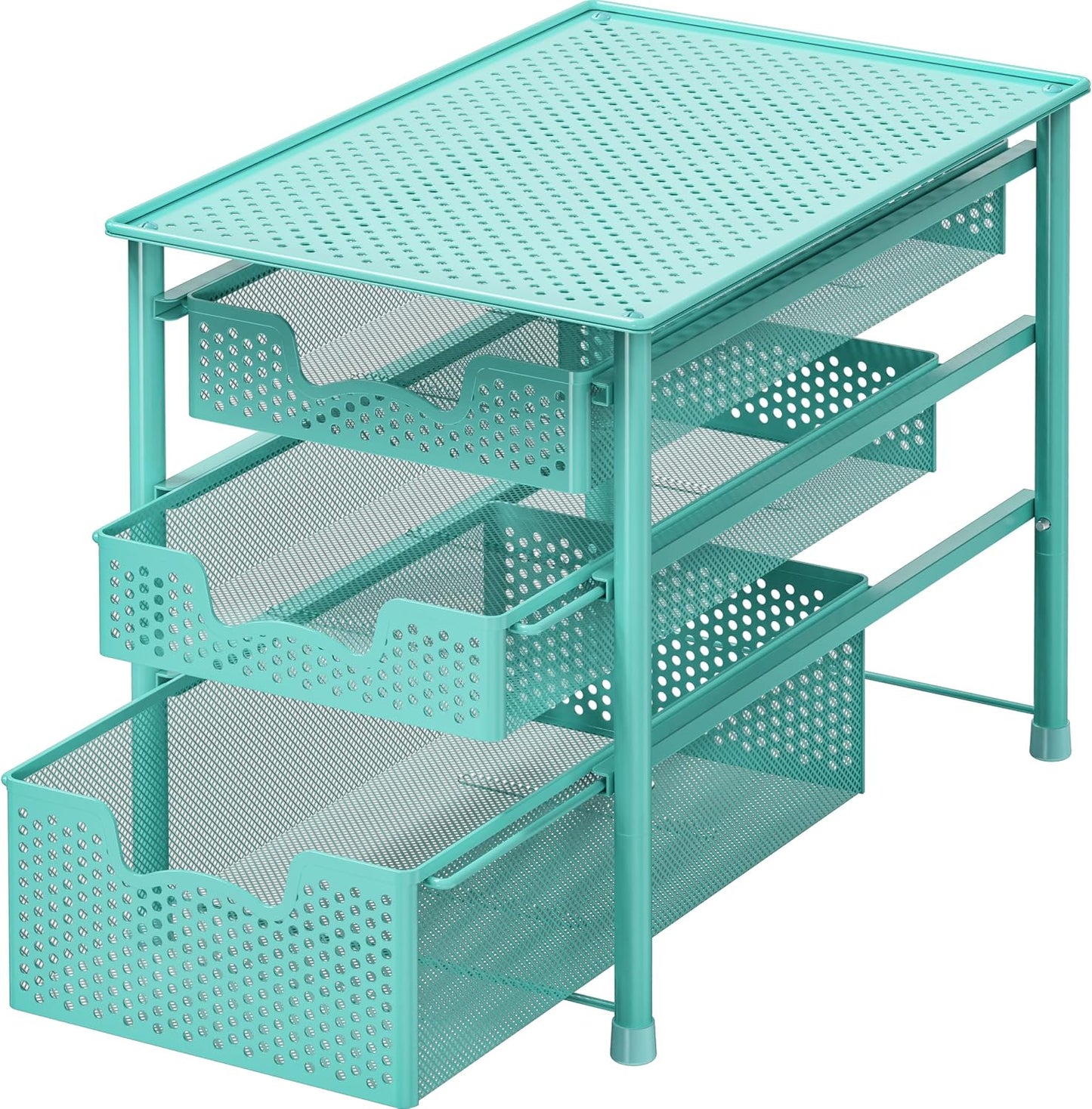 Simple Houseware Stackable 2 Tier Sliding Basket Organizer Drawer, White