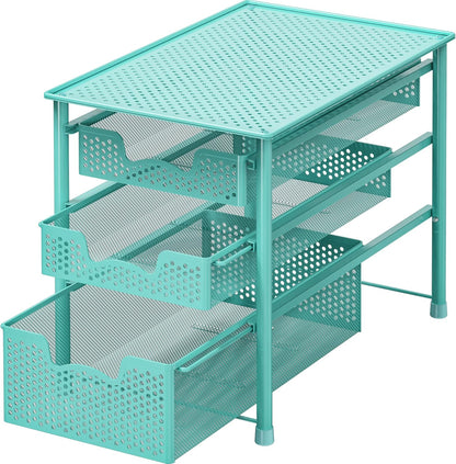 Simple Houseware Stackable 2 Tier Sliding Basket Organizer Drawer, White