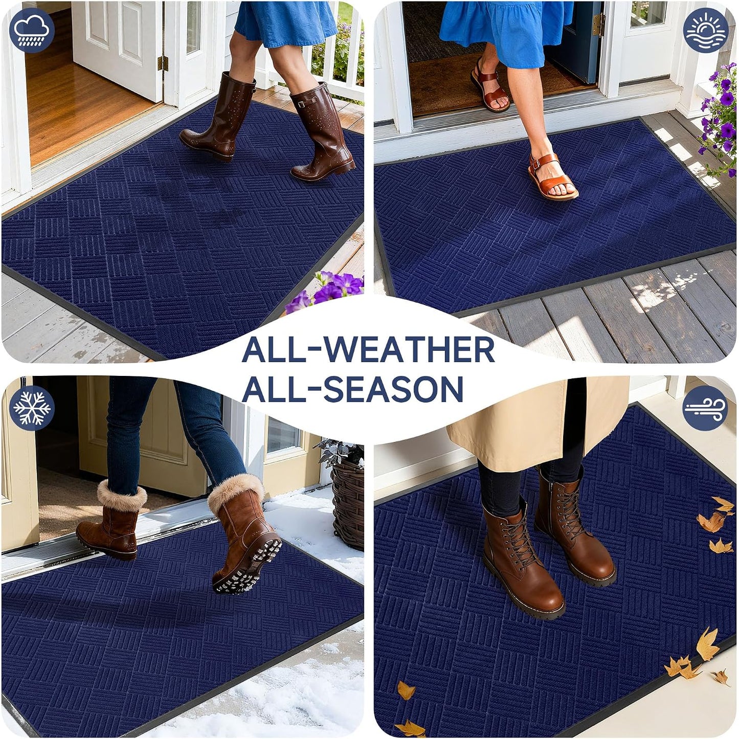 100pointONE Durable Front Door Mat, Heavy Duty Indoor Outdoor Doormat, 48” x 36” Low Profile Outdoor Mats for Home Entrance, Stain and Fade Resistant Shoe Scraper Mat, Ideal for High Traffic Area