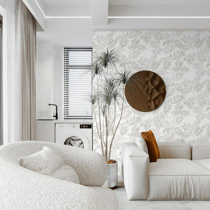Neutral Leaf Peel and Stick Wallpaper Boho Contact Paper for Cabinets and Drawers Modern Removable Self Adhesive Wallpaper for Bedroom Bathroom Waterproof Contact Paper Beige 78.7inL 17.3inW