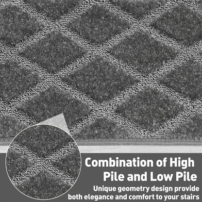 PURE ERA Carpet Stair Treads Tape Free Non Slip Indoor Stair Carpet Stair Protectors Pet-Friendly Non-Slip Skid Resistant Washable Reusable 8" x 30"(2 Pieces,Black)