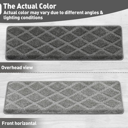 PURE ERA Carpet Stair Treads Tape Free Non Slip Indoor Stair Carpet Stair Protectors Pet-Friendly Non-Slip Skid Resistant Washable Reusable 8" x 30"(2 Pieces,Black)