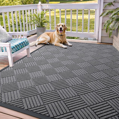 OLANLY Front Door Mat Outside Entrance 29.5x17, Absorbent, Heavy Duty Sturdy Natural Rubber Doormat Indoor Outdoor, Stain and Fade Resistant, Non-Slip Low Profile Floor Mat for Entryway, Grey Diamond