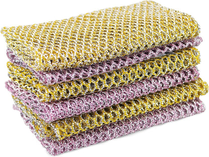 Non-Scratch Dish Scrubbers (6 Pcs) — Outlasts 7+ Sponges, Stays Odor-Free | Replace Smelly Kitchen Sponges | Non-Absorbent Mesh | Safe on Non-Stick, Cast Iron, Glass | Made in Korea Since 2012