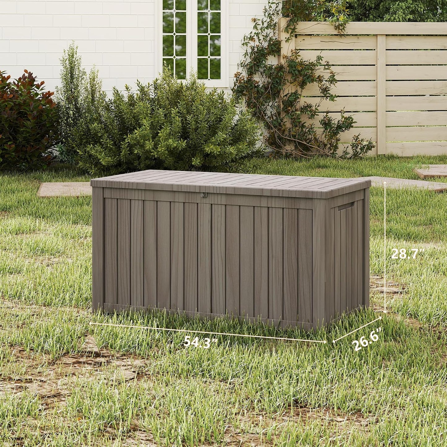 200 Gallon Deck Boxes Outdoor Waterproof, Outdoor Storage Box with Lockable Lid & UV-Resistant for Patio Furniture, Outdoor Cushions, Garden Tools and Pool Supplies, Light Brown