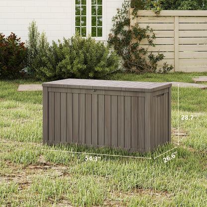 200 Gallon Deck Boxes Outdoor Waterproof, Outdoor Storage Box with Lockable Lid & UV-Resistant for Patio Furniture, Outdoor Cushions, Garden Tools and Pool Supplies, Light Brown