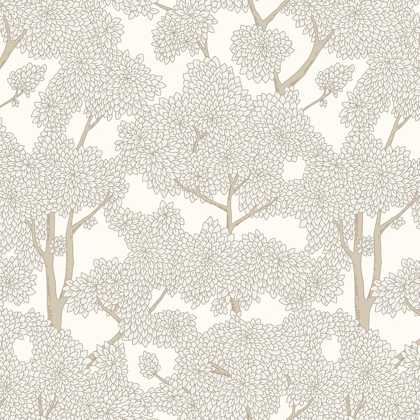 JiffDiff Tree Wallpaper Peel and Stick Jungle Wall Paper Forest Mural Stick on Wallpaper Modern Waterproof Self Adhesive Contact Paper (17.3" x 120" Cream)