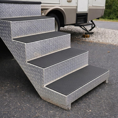 Ottomanson Non Slip Stair Treads Indoor – Peel and Stick Carpet Stair Treads for Wooden Stairs, Self Adhesive Anti Slip Stair Pads for Kids & Pets – 7.9" x 29.9", 7 Pack – Black