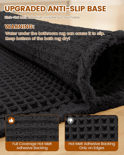 Smiry Waffle Bath Mat 30x20, Extra Soft Absorbent Bathroom Rugs, Non Slip Machine Washable Quick Dry Bath Rugs for Bathroom Floor, Tub, Shower, Home Decor Accessories, Brown