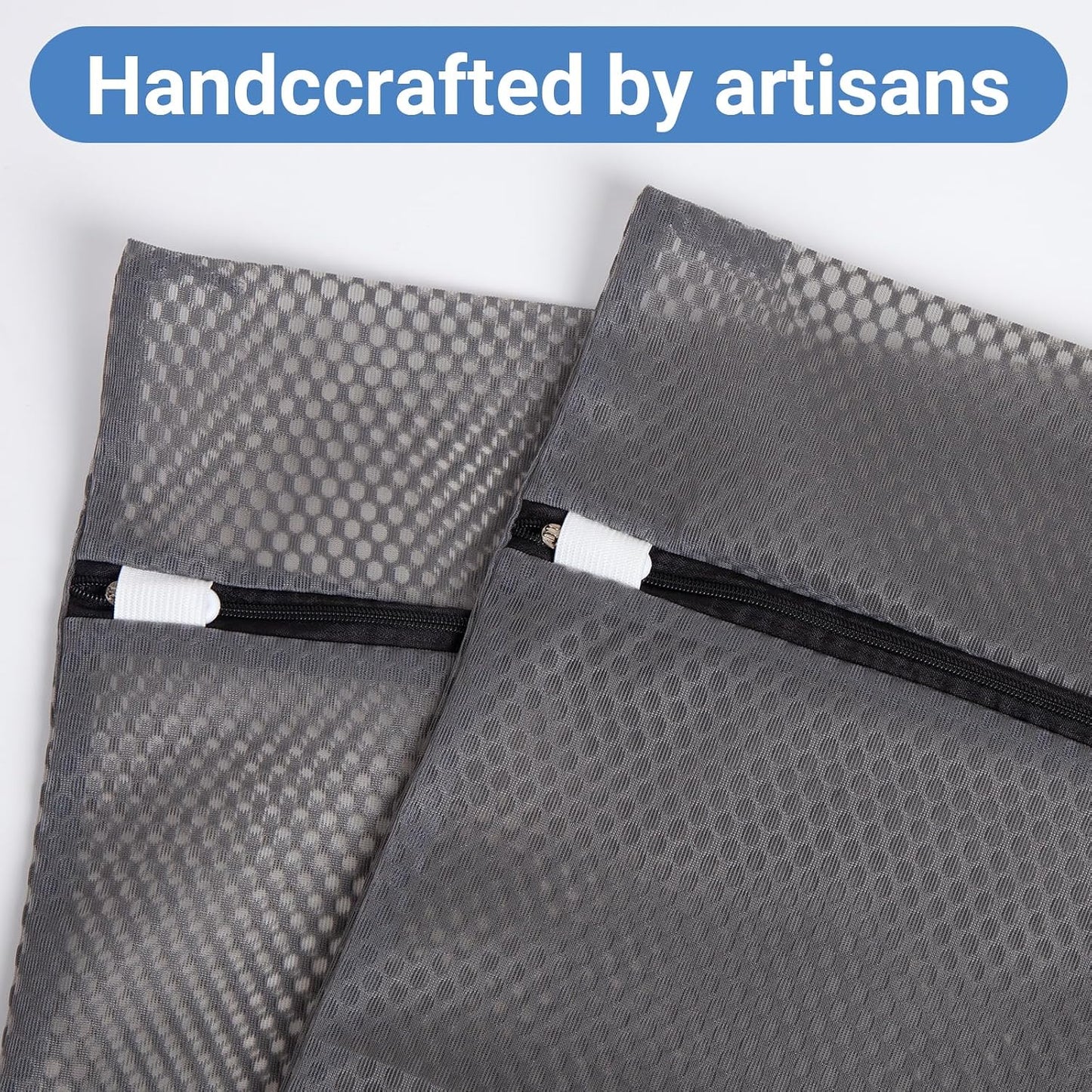 6Pcs Organic Cotton Mesh Laundry Bags for Delicates, Durable Mesh Wash Bags, Sturdy Zipper Laundry Bag for Underwear, Clothes, Shoes, Socks, (3 Large, 3 Medium)