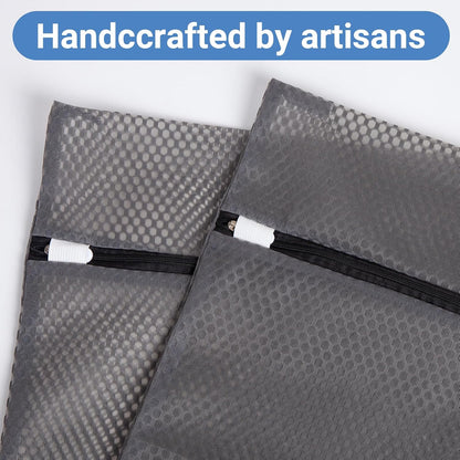 6Pcs Organic Cotton Mesh Laundry Bags for Delicates, Durable Mesh Wash Bags, Sturdy Zipper Laundry Bag for Underwear, Clothes, Shoes, Socks, (3 Large, 3 Medium)