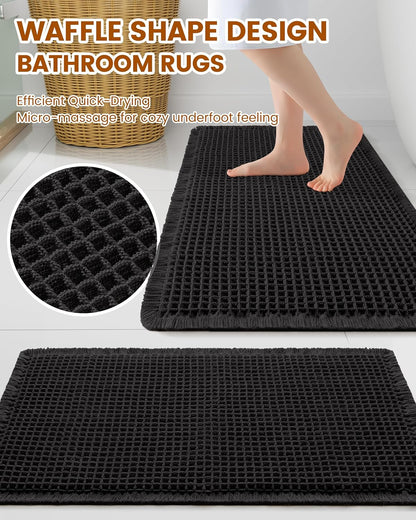 Smiry Waffle Bath Mat 30x20, Extra Soft Absorbent Bathroom Rugs, Non Slip Machine Washable Quick Dry Bath Rugs for Bathroom Floor, Tub, Shower, Home Decor Accessories, Brown