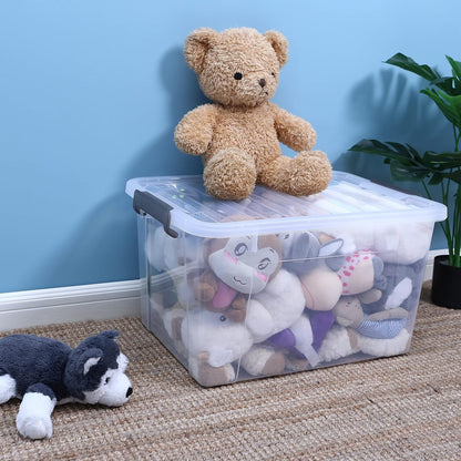Citylife 57 QT Plastic Storage Bins with Double-Opening Lids, Storage Containers for Organizing, Large Clear Storage Box for Closet, Blankets, 2 Packs