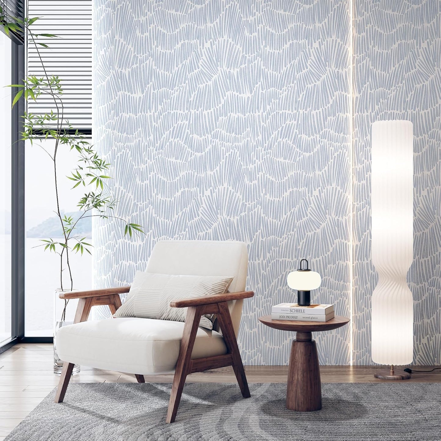 Theper Beige Wallpaper 17.3"×78.8" Modern Striped Peel and Stick Wallpaper Boho Removable Self Adhesive Wall Paper for Bedroom Waterproof White and Gold Contact Paper for Cabinets Vinyl